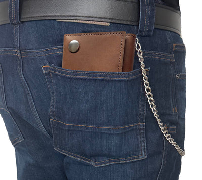 Tan Premium Leather Biker Chain Wallet With ID Window (Large 7.38" x 4.25") - BullhideBelts.com