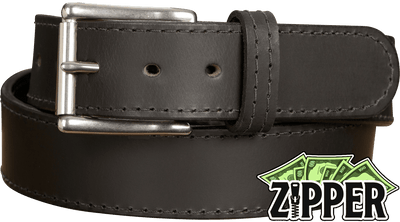 Black English Bridle Leather Money Belt With 25" Zipper 1.75" EXTRA WIDE - BullhideBelts.com