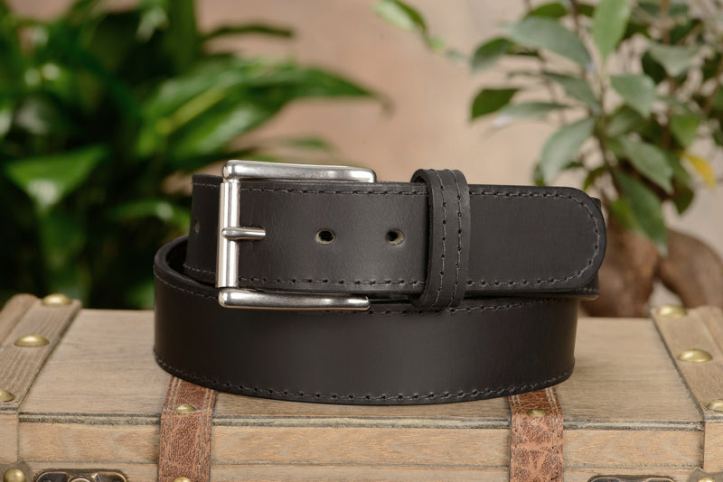 Black English Bridle Leather Money Belt With 25" Zipper 1.75" EXTRA WIDE - BullhideBelts.com