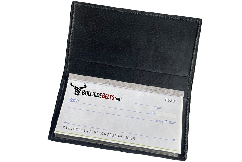 Black Ostrich Checkbook Cover - Bullhide Belts