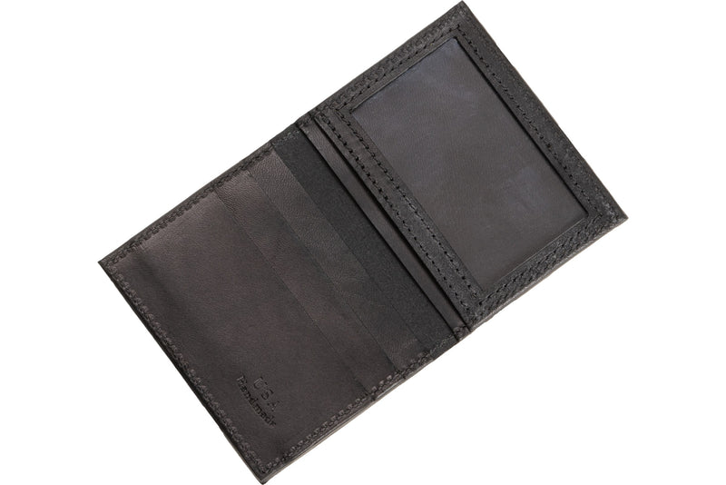 Black Premium Leather Bifold Credit Card Wallet With ID Window - BullhideBelts.com