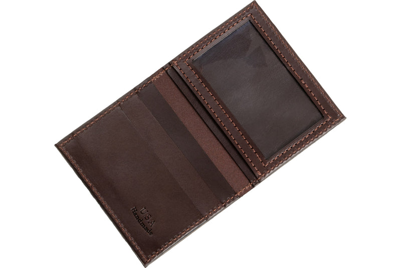 Brown Premium Leather Bifold Credit Card Wallet With ID Window - BullhideBelts.com