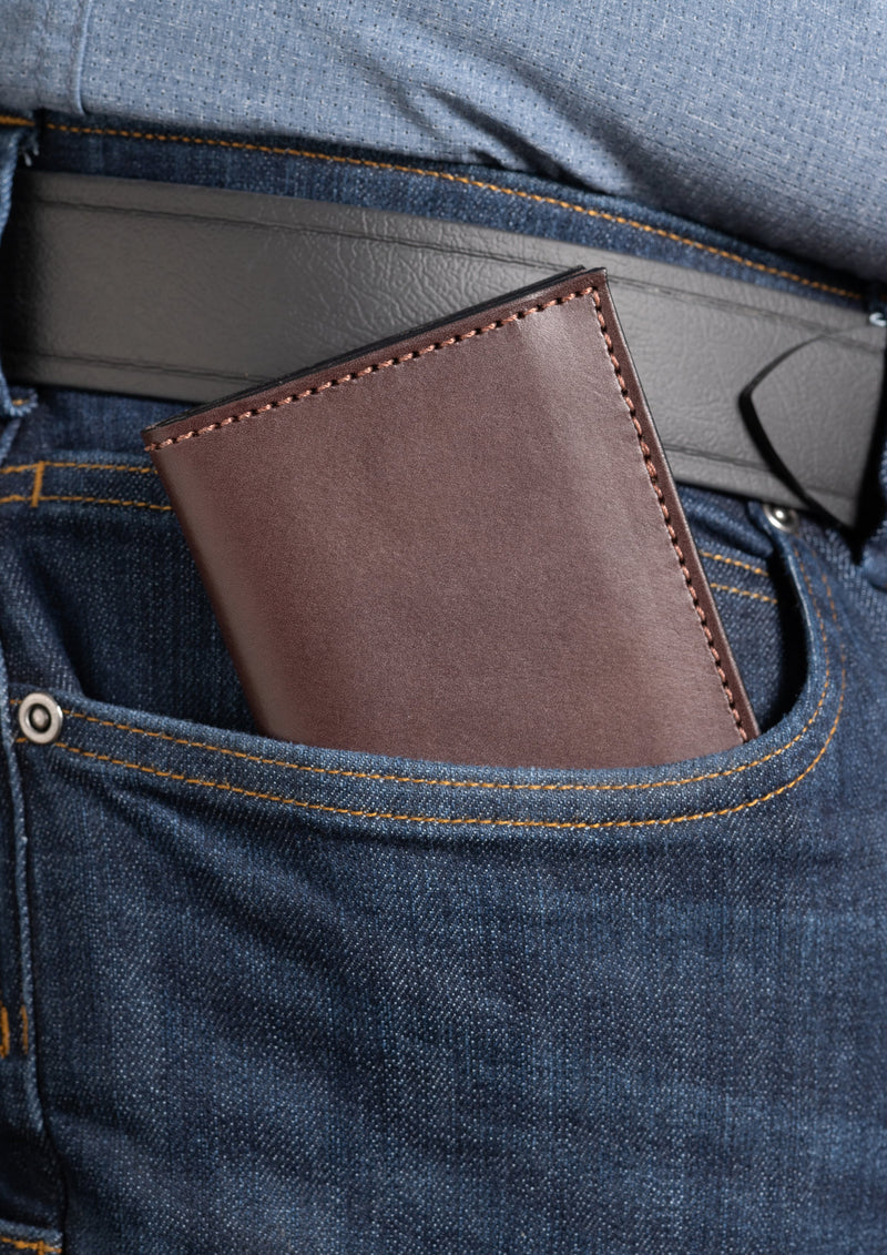 Brown Premium Leather Bifold Credit Card Wallet With ID Window - BullhideBelts.com