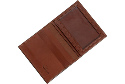 Medium Brown Premium Leather Bifold Credit Card Wallet With ID Window - BullhideBelts.com