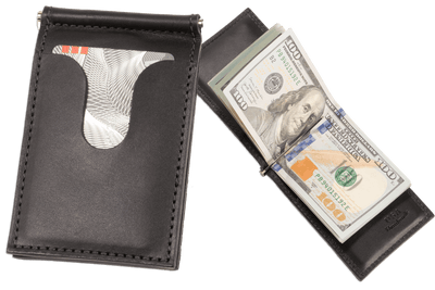 Black Premium Leather Bifold Slim Profile Wallet With Money Clip - BullhideBelts.com