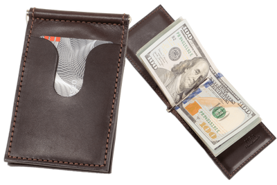 Brown Premium Leather Bifold Slim Profile Wallet With Money Clip - BullhideBelts.com
