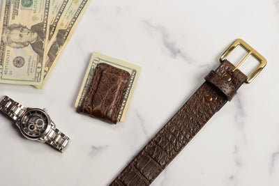 Brown Alligator Cash Clip - Bullhide Belts