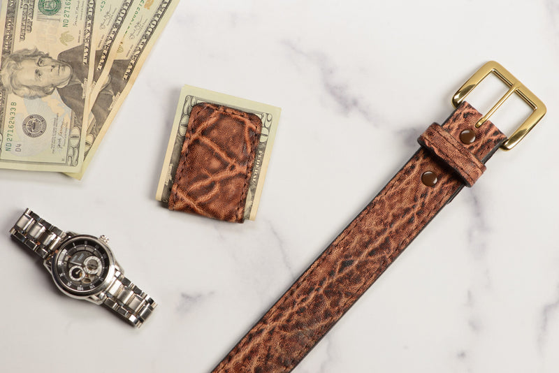 Rustic Brown Elephant Cash Clip - Bullhide Belts