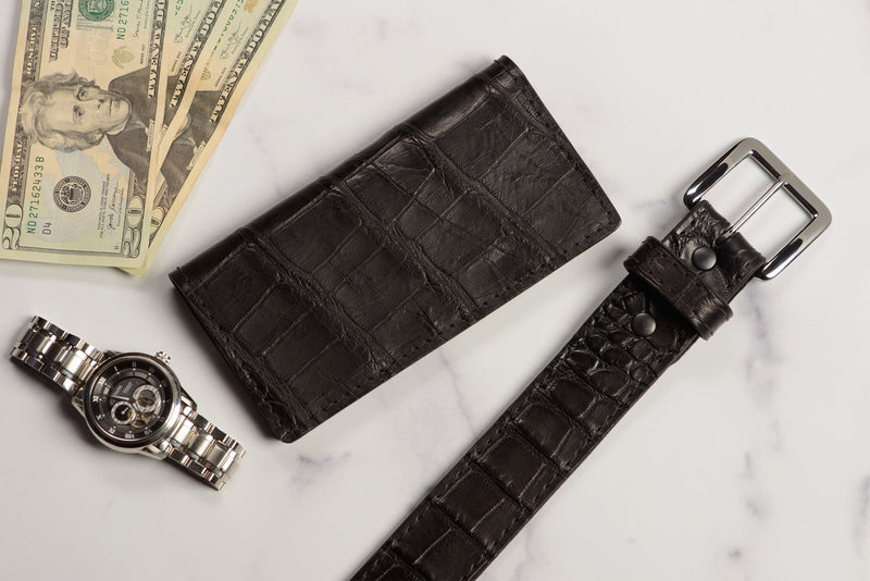 Black Alligator Checkbook Cover - Bullhide Belts