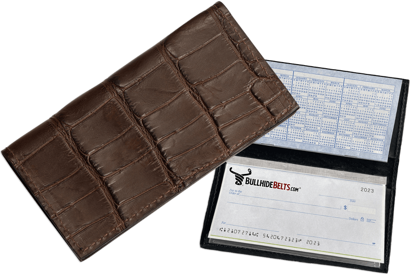 Brown Alligator Checkbook Cover - Bullhide Belts