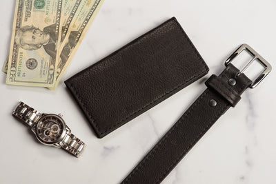 Black American Bison Checkbook Cover - Bullhide Belts