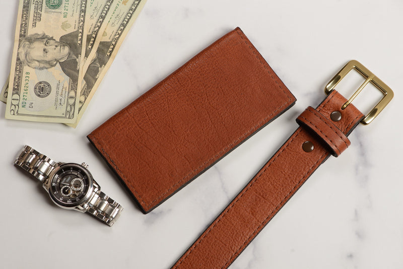 Brown American Bison Checkbook Cover - Bullhide Belts