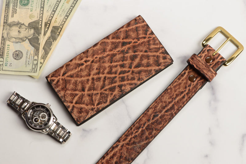 Rustic Brown Elephant Checkbook Cover - Bullhide Belts