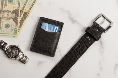 Black Elephant Bifold Slim Profile Wallet With Money Clip - Bullhide Belts