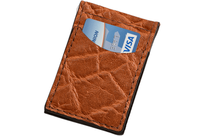 Caramel Brown Elephant Bifold Slim Profile Wallet With Money Clip - Bullhide Belts