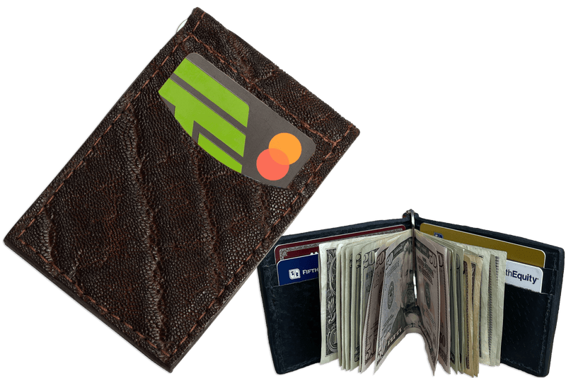 Dark Brown Elephant Bifold Slim Profile Wallet With Money Clip - Bullhide Belts