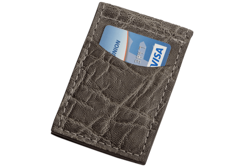 Charcoal Gray Elephant Bifold Slim Profile Wallet With Money Clip - Bullhide Belts
