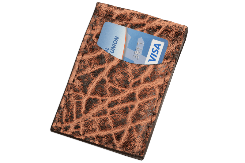 Rustic Brown Elephant Bifold Slim Profile Wallet With Money Clip - Bullhide Belts