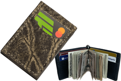 Tree Bark Elephant Bifold Slim Profile Wallet With Money Clip - Bullhide Belts