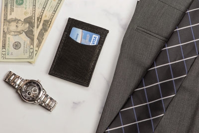 Black Hippopotamus Bifold Slim Profile Wallet With Money Clip - Bullhide Belts