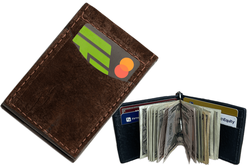 Brown Hippopotamus Bifold Slim Profile Wallet With Money Clip - Bullhide Belts