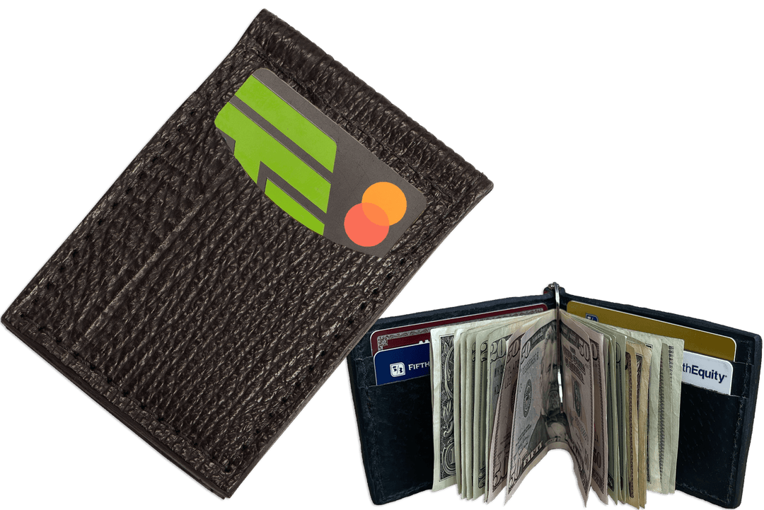 Black Shark Bifold Slim Profile Wallet With Money Clip
