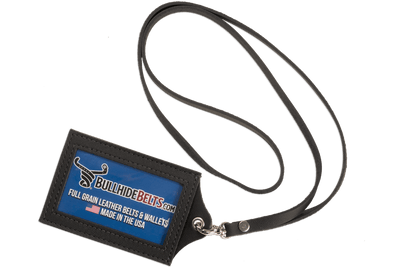 Black Leather Lanyard – Perfect for ID, Security Access, and Cruise Sea Passes - BullhideBelts.com