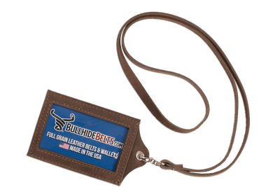 Brown Leather Lanyard – Perfect for ID, Security Access, and Cruise Sea Passes - BullhideBelts.com
