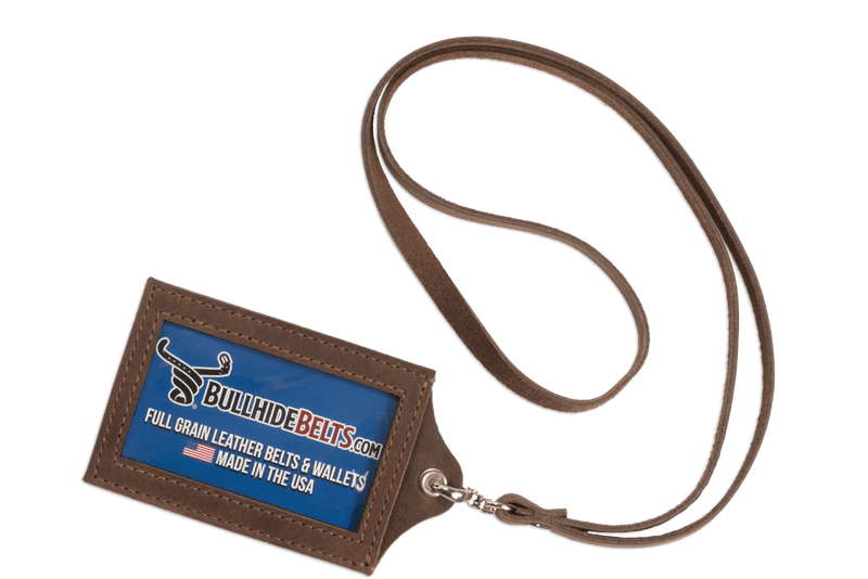 Brown Leather Lanyard – Perfect for ID, Security Access, and Cruise Sea Passes - BullhideBelts.com