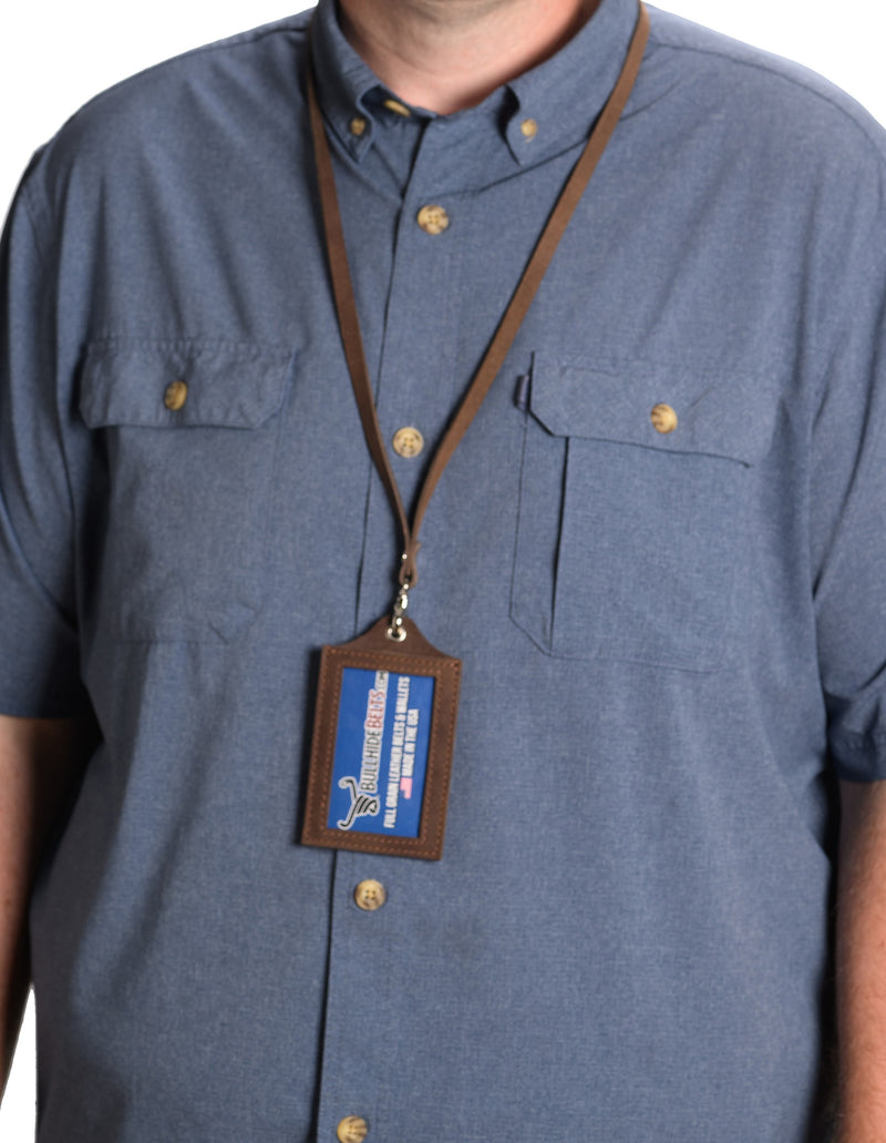 Brown Leather Lanyard – Perfect for ID, Security Access, and Cruise Sea Passes - BullhideBelts.com