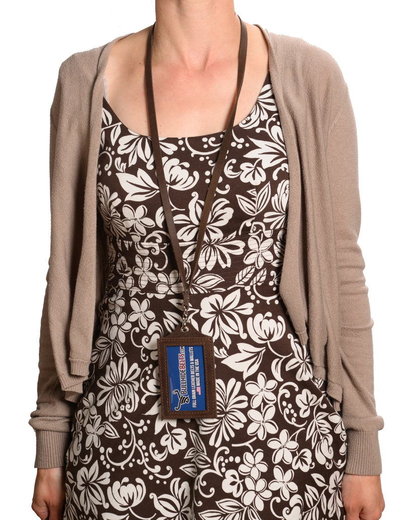 Brown Leather Lanyard – Perfect for ID, Security Access, and Cruise Sea Passes - BullhideBelts.com