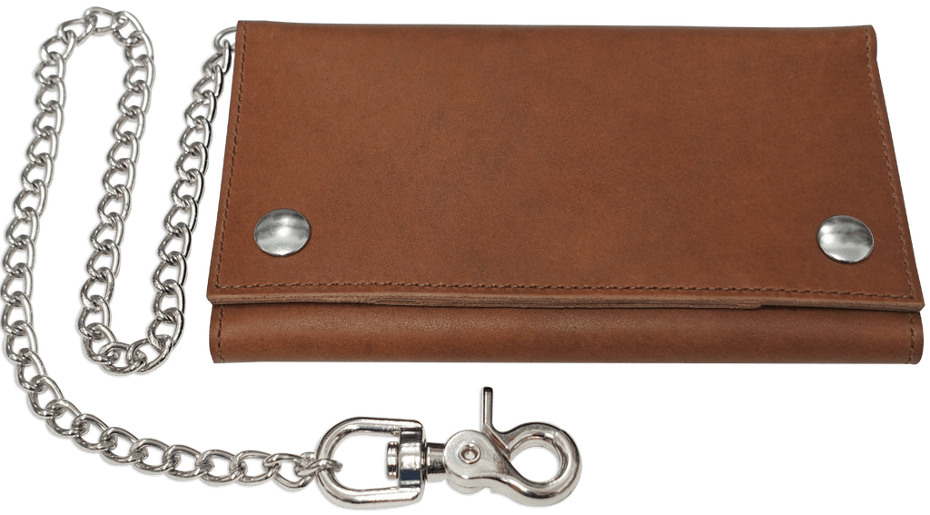 Taos Brown Premium Leather Biker Chain Wallet With ID Window