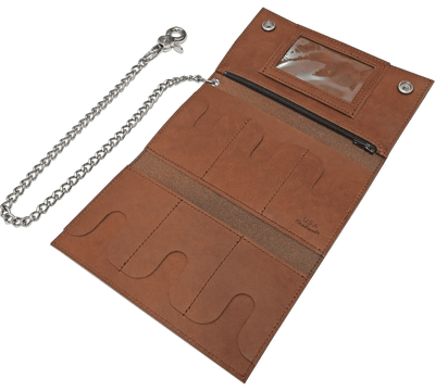 Taos Brown Premium Leather Biker Chain Wallet With ID Window (Large 7.38" x 4.25")