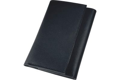 Black MEGA Trifold Leather Wallet With Zipper Compartment (Large Capacity 7" x 4-5/8")