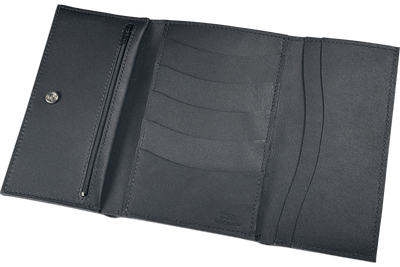 Black MEGA Trifold Leather Wallet With Zipper Compartment (Large Capacity 7" x 4-5/8")