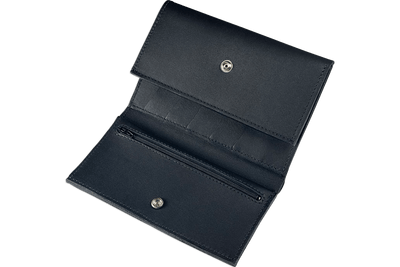 Black MEGA Trifold Leather Wallet With Zipper Compartment (Large Capacity 7" x 4-5/8")
