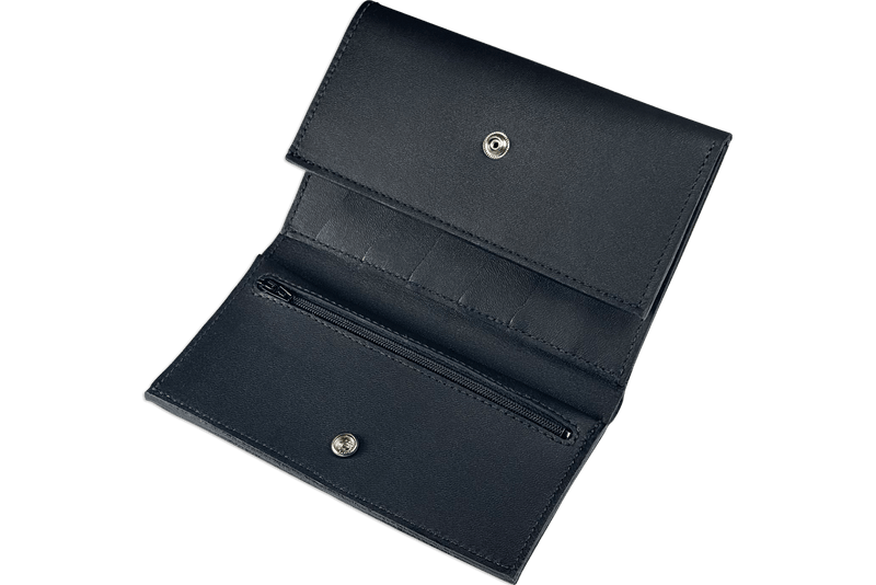 Black MEGA Trifold Leather Wallet With Zipper Compartment (Large Capacity 7" x 4-5/8")