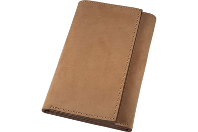 Tan Buffed Taos MEGA Trifold Leather Wallet With Zipper Compartment (Large Capacity 7" x 4-5/8")