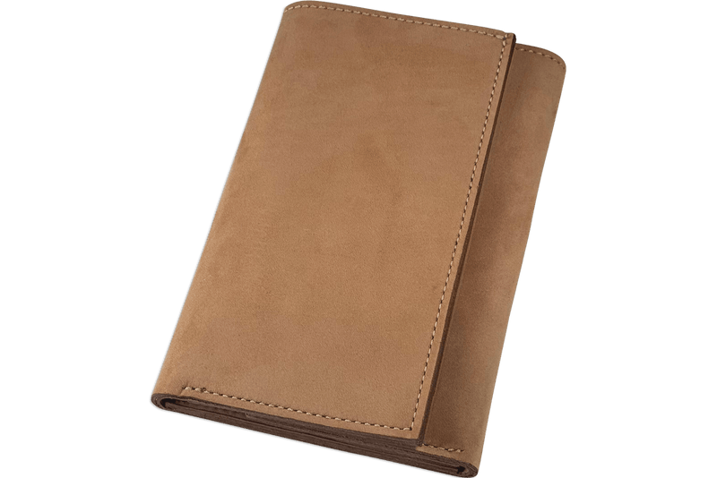 Tan Buffed Taos MEGA Trifold Leather Wallet With Zipper Compartment (Large Capacity 7" x 4-5/8")