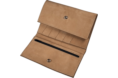 Tan Buffed Taos MEGA Trifold Leather Wallet With Zipper Compartment (Large Capacity 7" x 4-5/8")