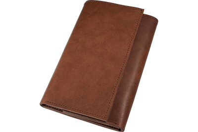 Taos Brown MEGA Trifold Leather Wallet With Zipper Compartment (Large Capacity 7" x 4-5/8")