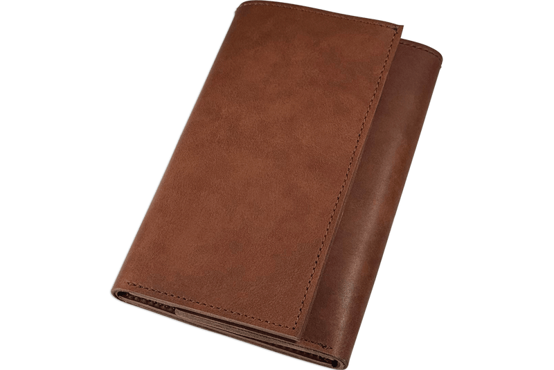 Taos Brown MEGA Trifold Leather Wallet With Zipper Compartment (Large Capacity 7" x 4-5/8")