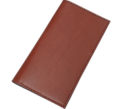 Medium Brown Premium Leather Long Bifold Wallet With ID Window (AKA Checkbook Wallet)
