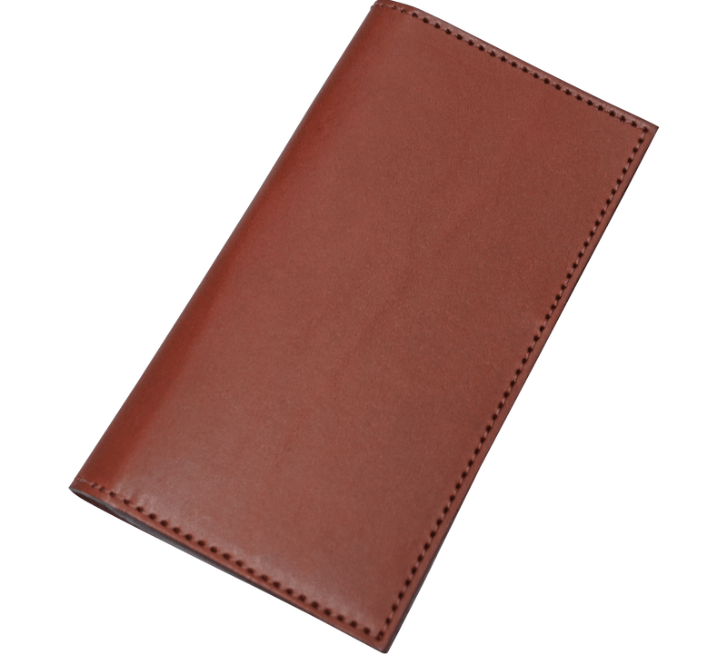 Medium Brown Premium Leather Long Bifold Wallet With ID Window (AKA Checkbook Wallet)