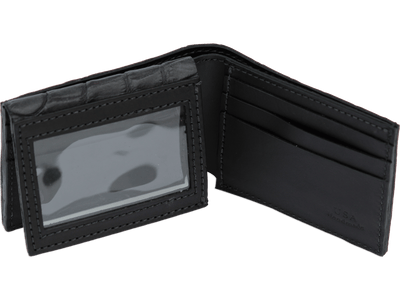 Black Alligator Luxury Designer Exotic Bifold Wallet With Flip Up ID Window **SHIPS APRIL 8th** - BullhideBelts.com