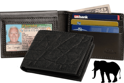Black Elephant Luxury Designer Exotic Bifold Wallet With Flip Up ID Window **SHIPS APRIL 8th** - BullhideBelts.com