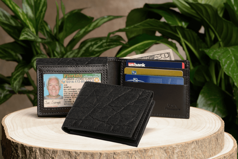 Black Elephant Luxury Designer Exotic Bifold Wallet With Flip Up ID Window **SHIPS APRIL 8th** - BullhideBelts.com