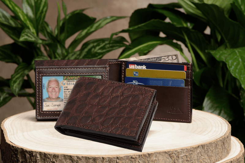 Brown Alligator Luxury Designer Exotic Bifold Wallet With Flip Up ID Window **SHIPS APRIL 8th** - BullhideBelts.com