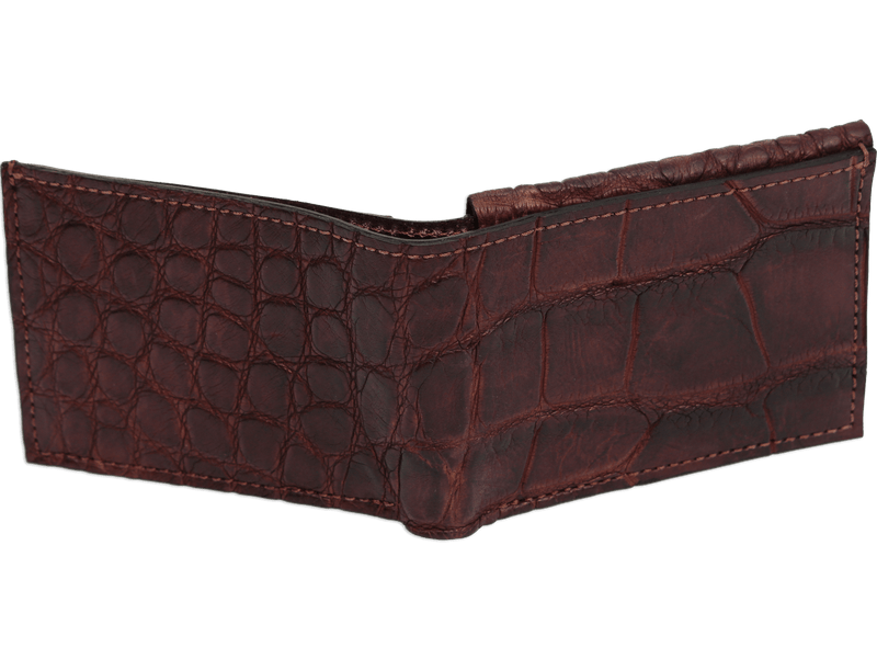 Brown Alligator Luxury Designer Exotic Bifold Wallet With Flip Up ID Window **SHIPS APRIL 8th** - BullhideBelts.com