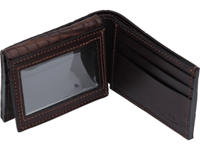 Brown Alligator Luxury Designer Exotic Bifold Wallet With Flip Up ID Window **SHIPS APRIL 8th** - BullhideBelts.com